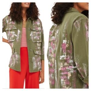 NWT TopShop Ethan Metallic Foil Shirt Jacket 4